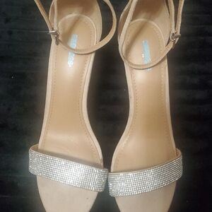 Express Tan and Silver Heeled Sandals